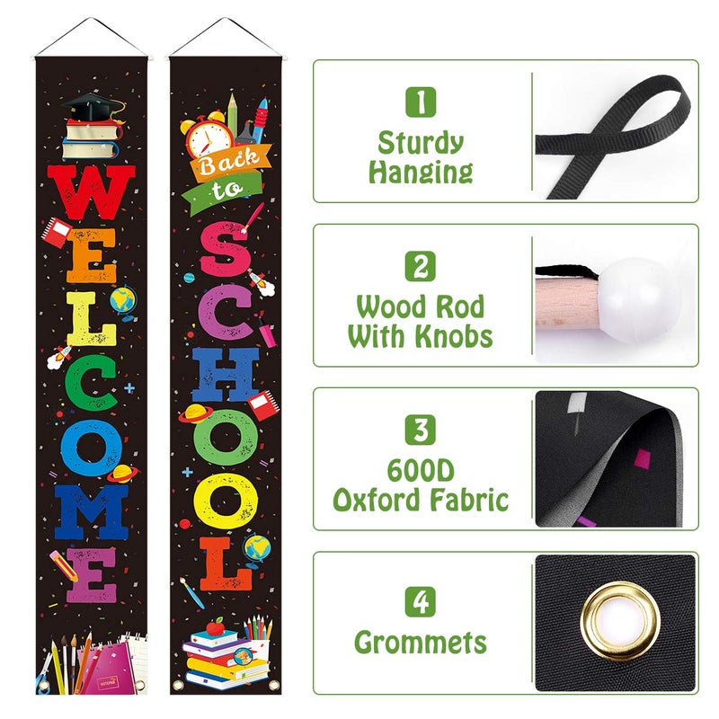 LioNergy Back to School Banner Welcome Banner for First Day of School Hanging Fabric Banners Flags Sign Backdrop DÃ©cor Supplies for Pre-School Primary High School Classroom Decorations - Image 3